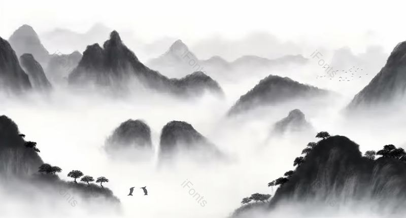 自然界山水中国风水墨黑白画,插画/手绘图,插画/手绘图库,插画/手绘图下载,插画/手绘
